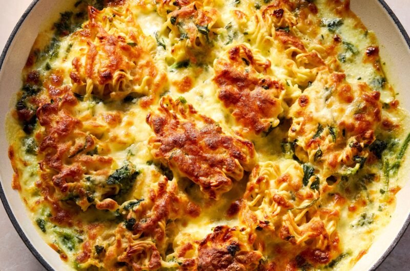 Cheesy Buldak Ramen Casserole