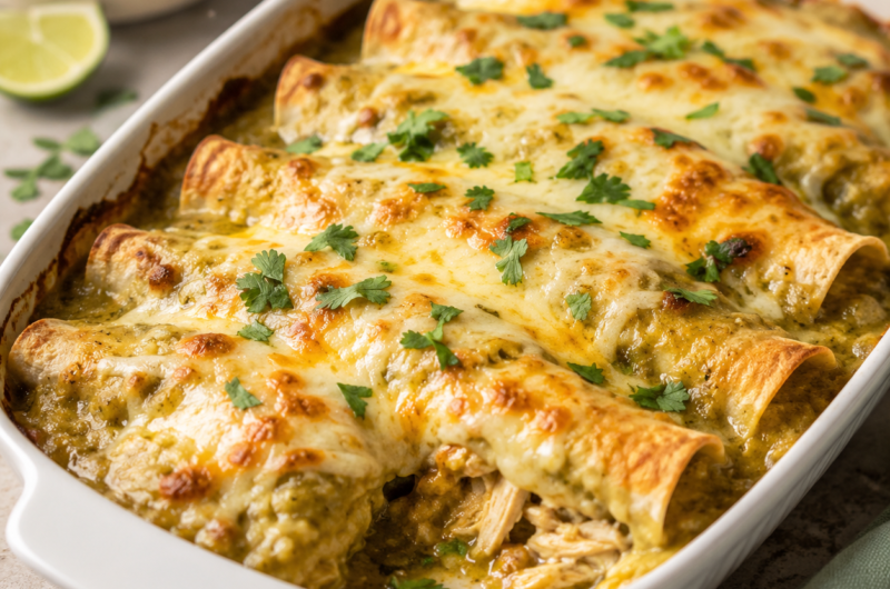 Chicken Enchiladas with Creamy Green Chile Sauce