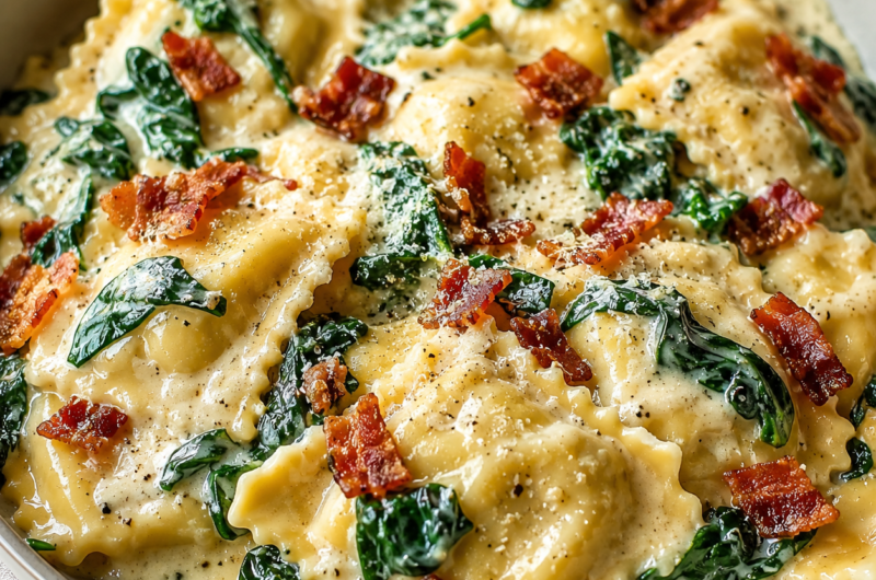 Creamy Spinach and Cheese Ravioli