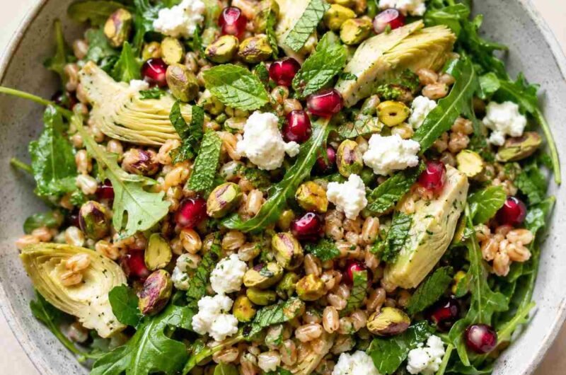 Farro Salad with Arugula, Artichokes & Pistachios