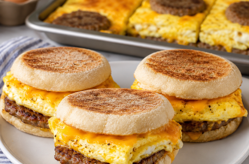 Sheet Pan Sausage Egg Sandwiches