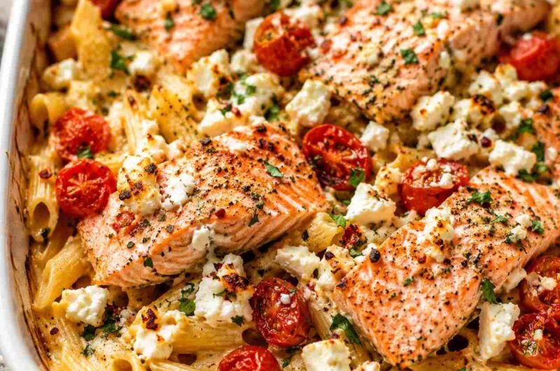 Baked Salmon Feta Pasta