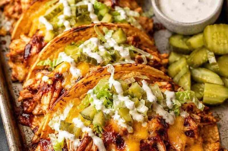 Crispy Sheet Pan BBQ Ranch Chicken Tacos
