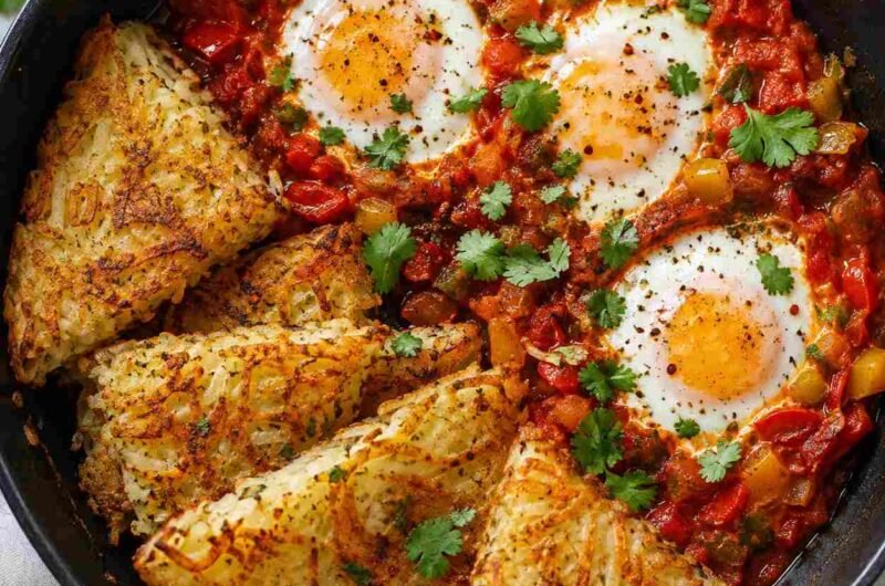 Easy Shakshuka with Crispy Hash Browns